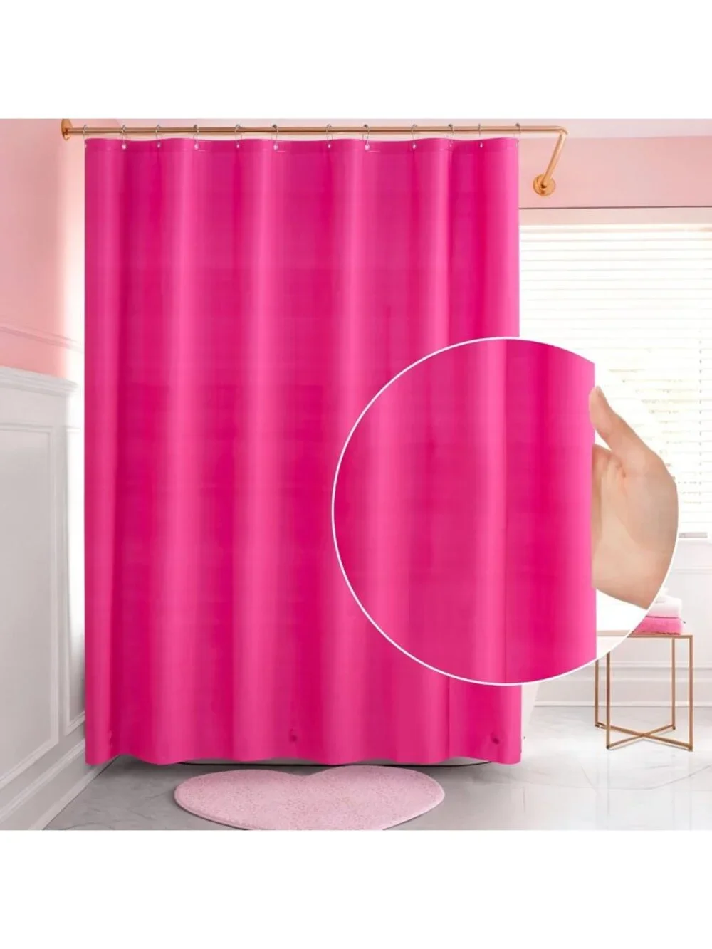 Waterproof Hot Pink Shower Curtain 70